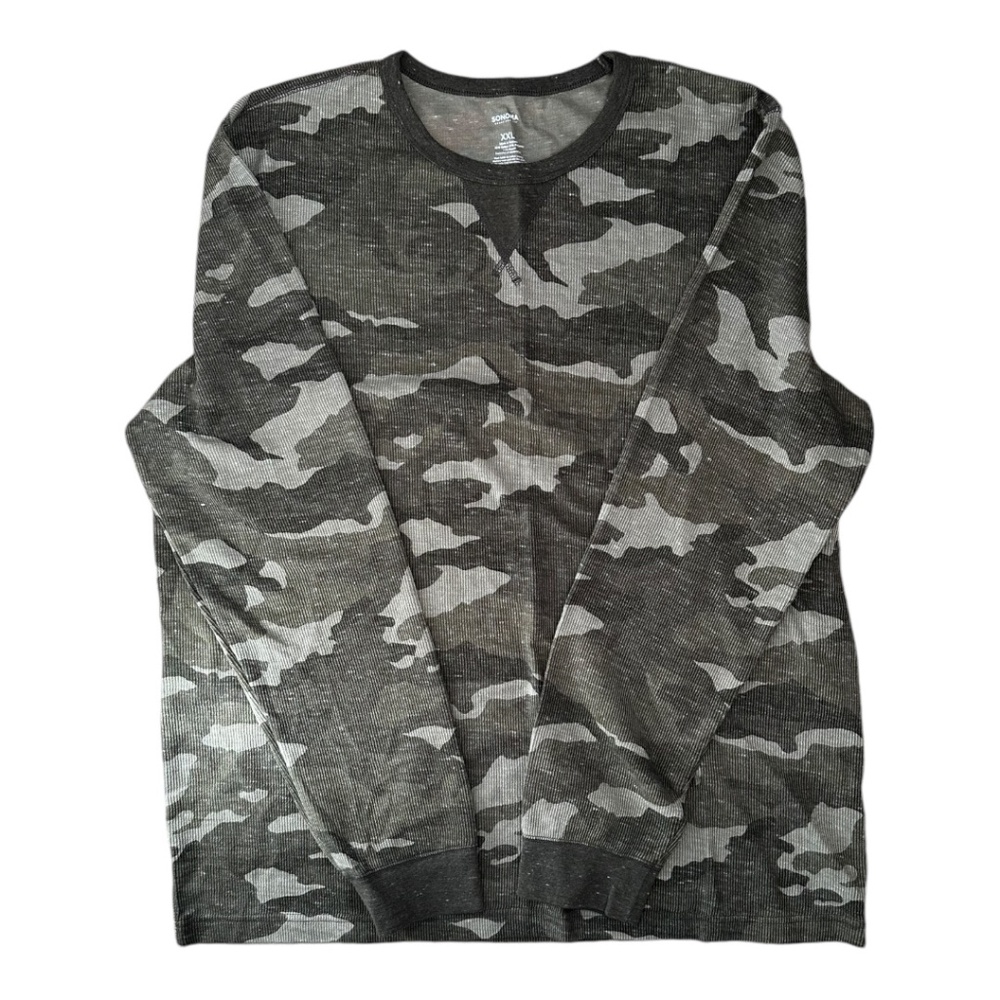sonoma ribbed green camo crewneck long sleeve